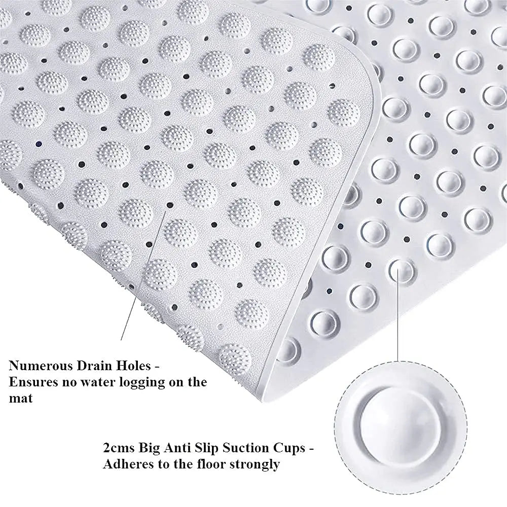 Experia Anti Slip Bath Mat with Suction Cup - 100*40 cm (White Color with Accu Pebble) Bath mats LifeKrafts