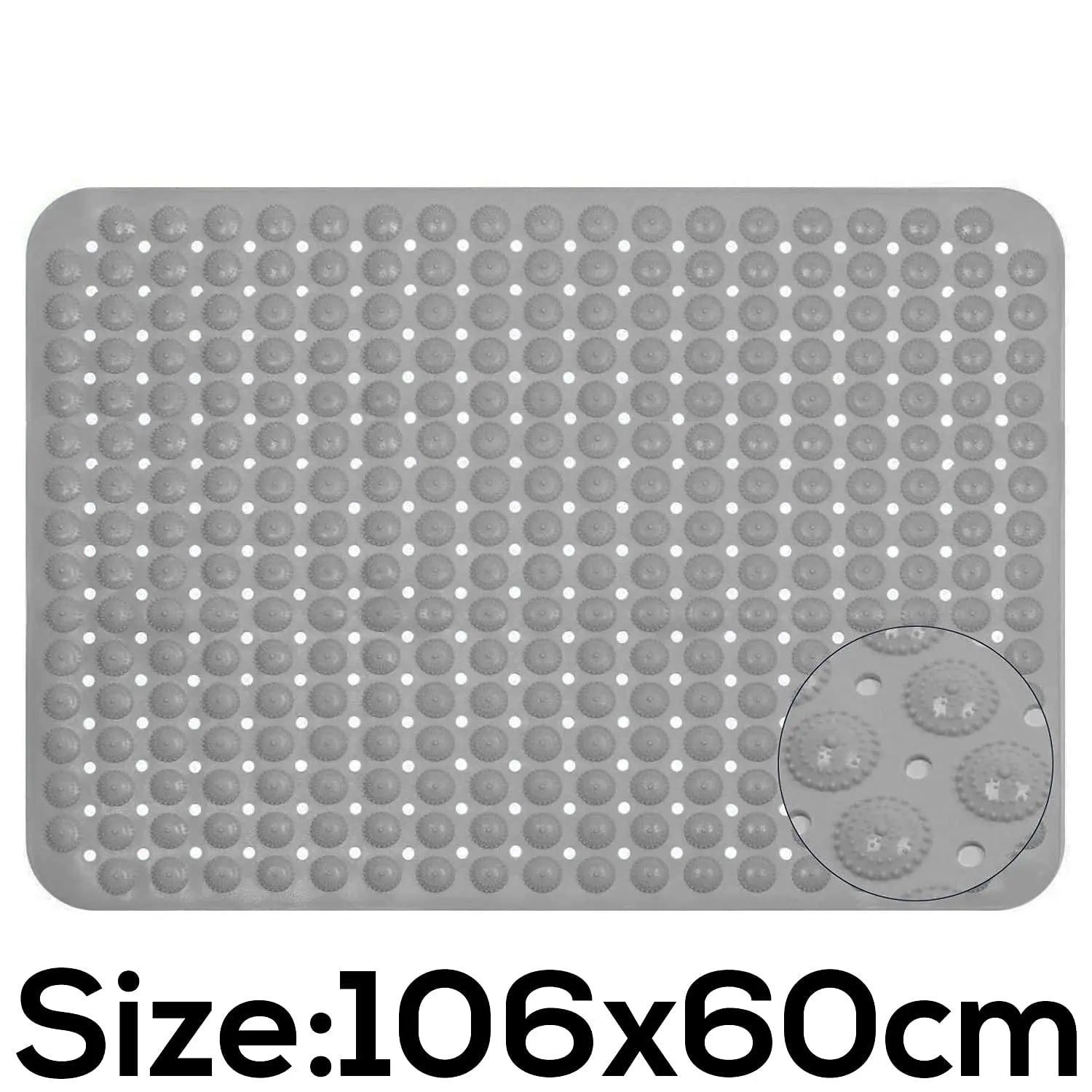 Experia Anti Slip Bath Mat with Suction Cup - 106 X 60 CM (Grey Color With Accu Pebble) LifeKrafts