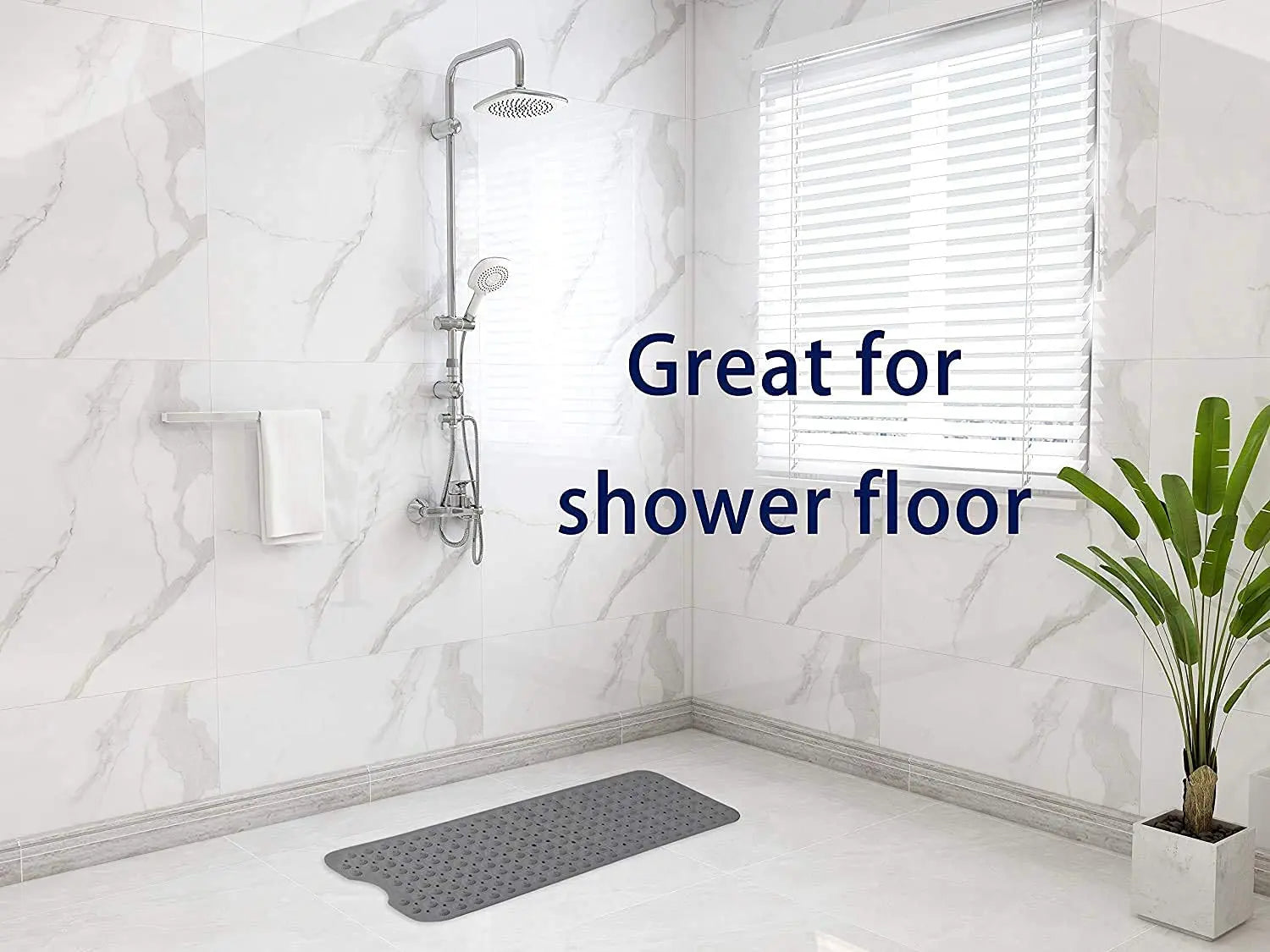 Experia Anti Slip Bath Mat with Suction Cup - 106 X 60 CM (Grey Color With Accu Pebble) LifeKrafts