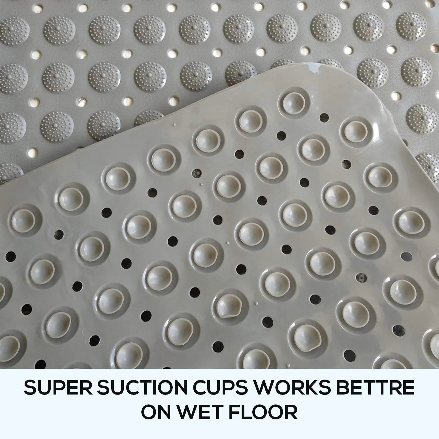 Experia Anti Slip Bath Mat with Suction Cup - 106 X 60 CM (Grey Color With Accu Pebble) LifeKrafts