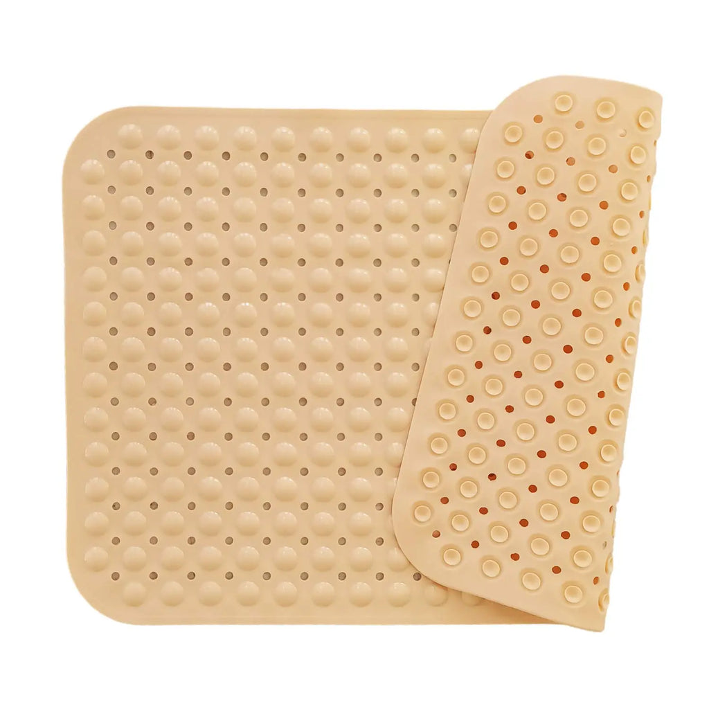 LifeKrafts cream Soft Pebble anti-slip bath mat with drainage holes and suction cups