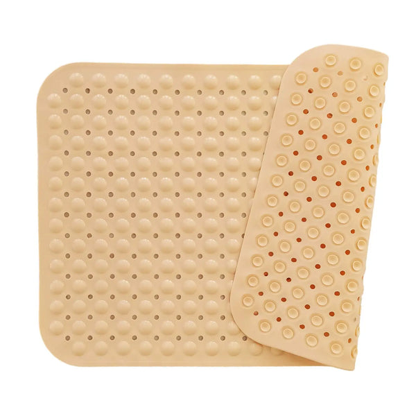 LifeKrafts cream Soft Pebble anti-slip bath mat with drainage holes and suction cups