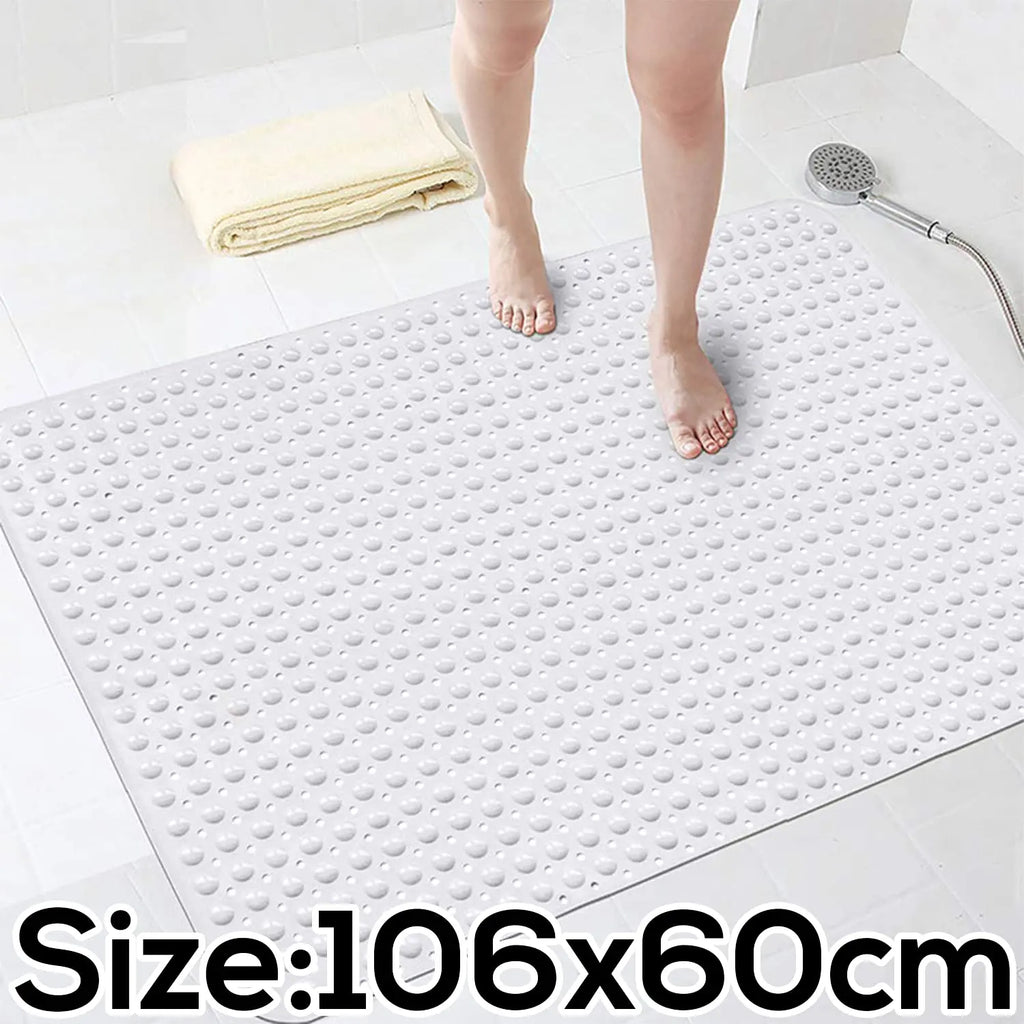 Experia Anti-Slip with Suction Cup Bath Mat with Soft-Pebble (106x60cm, Big Size, White) LifeKrafts