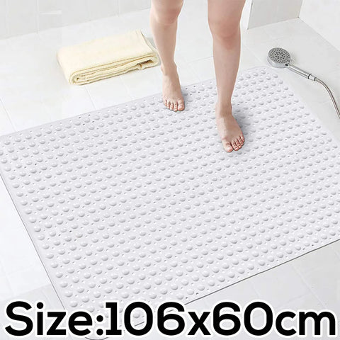 Experia Anti-Slip with Suction Cup Bath Mat with Soft-Pebble (106x60cm, Big Size, White) LifeKrafts