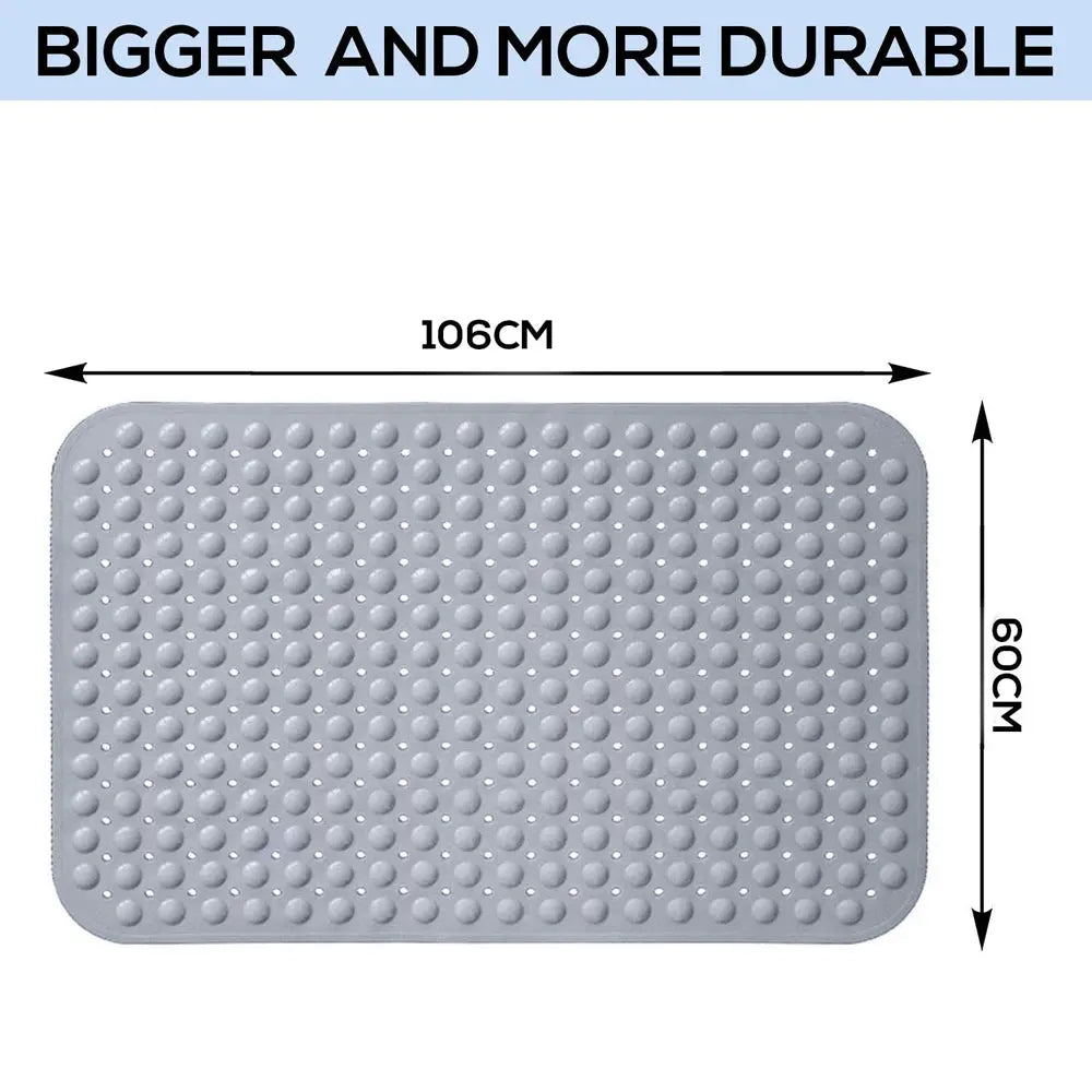 LifeKrafts grey Soft Pebble anti-slip bath mat 106 x 60 cm for bathroom and shower