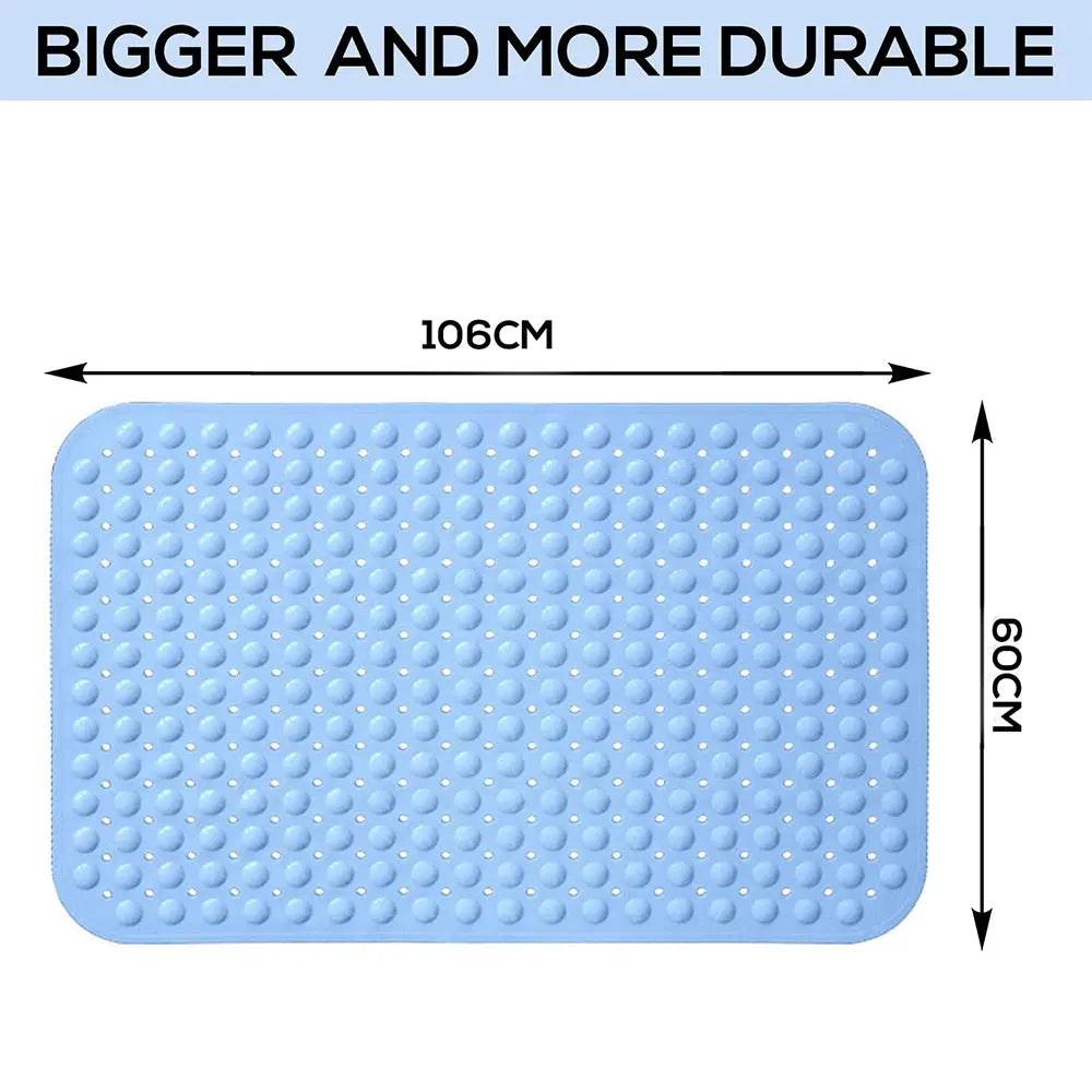LifeKrafts blue Soft Pebble anti-slip bath mat 106 x 60 cm for bathroom and shower