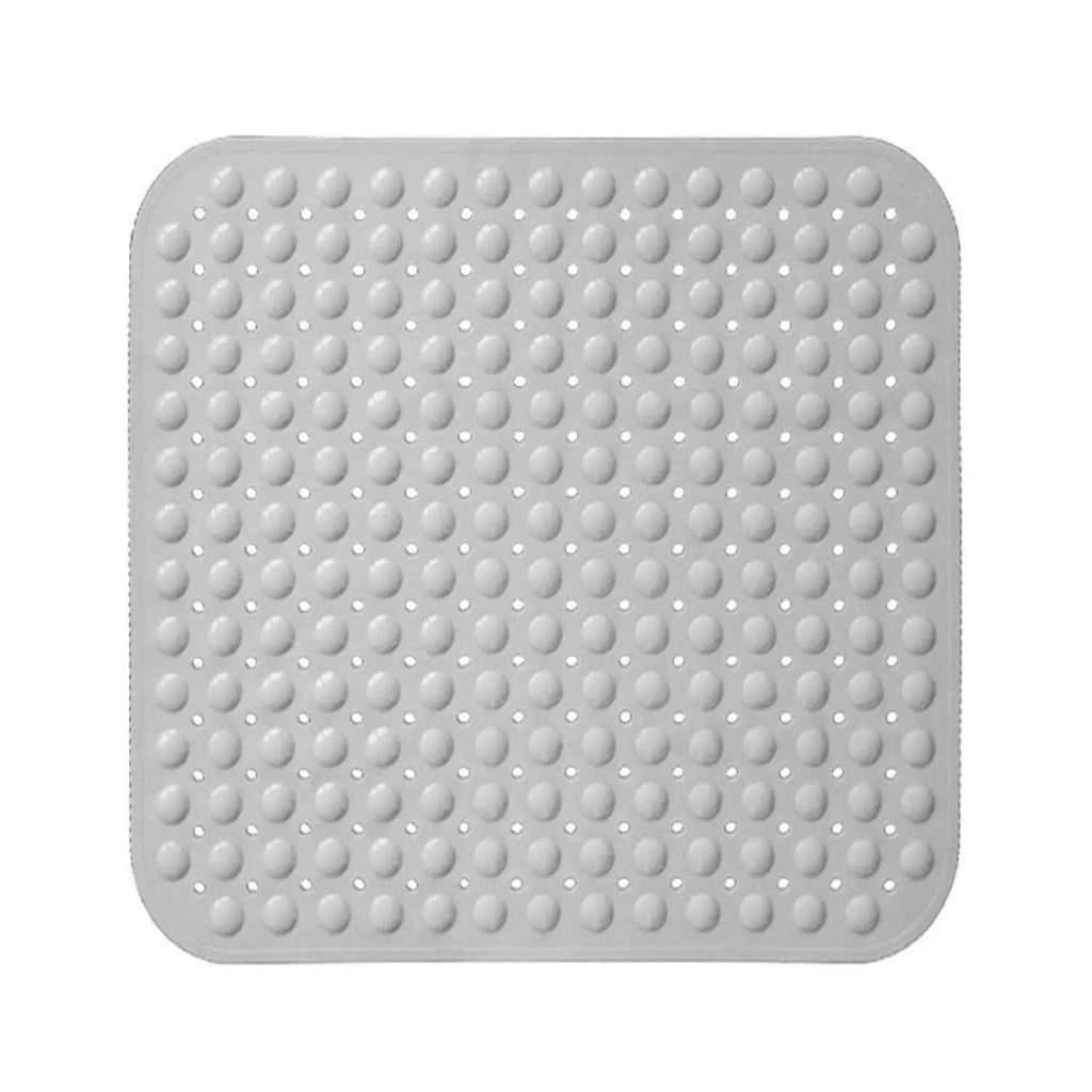 LifeKrafts grey soft pebble anti-slip bath mat with drainage holes for bathroom and shower