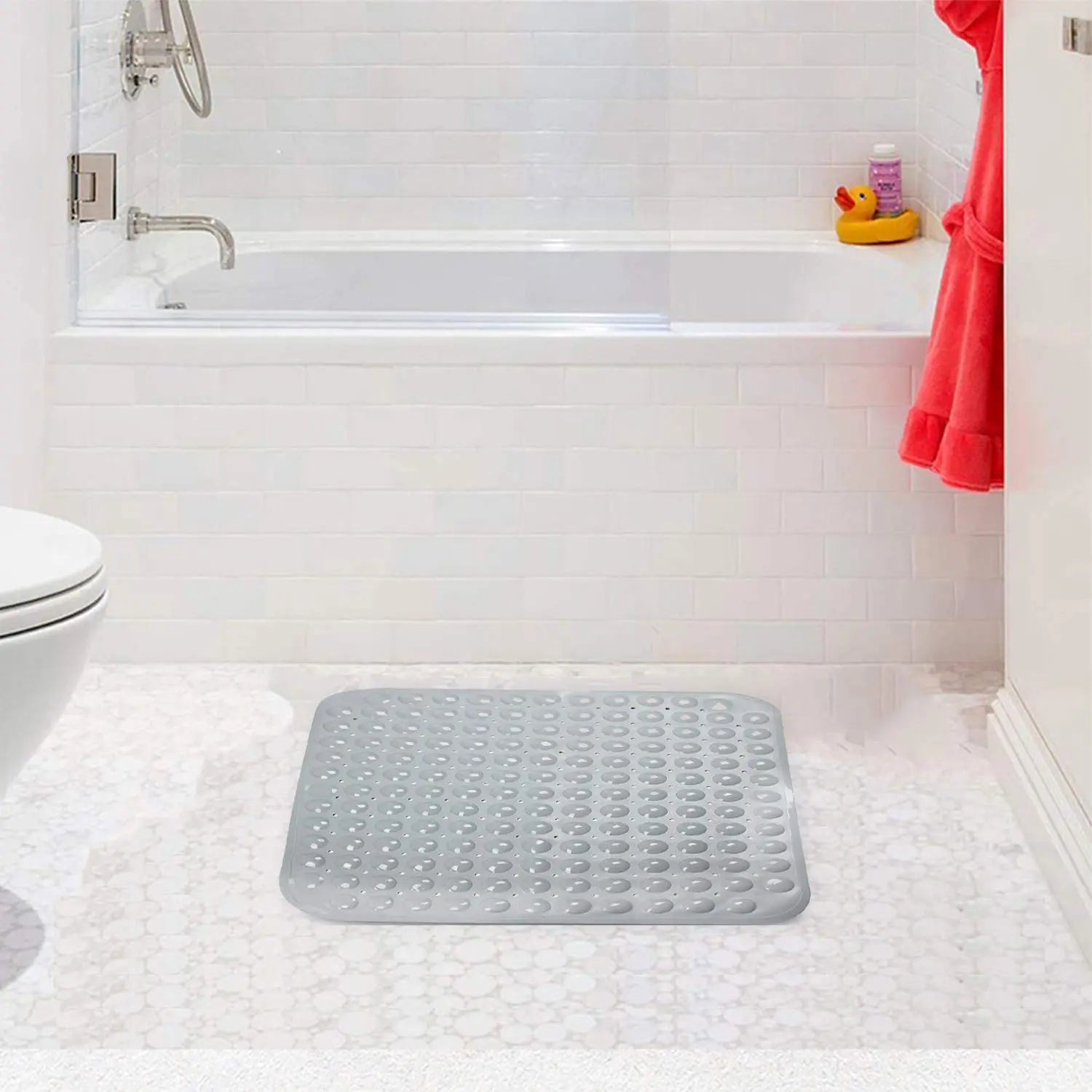 Experia Anti-Slip with Suction Cup Bath Mat, 80 x 80cm Grey (Soft-Pebble) LifeKrafts
