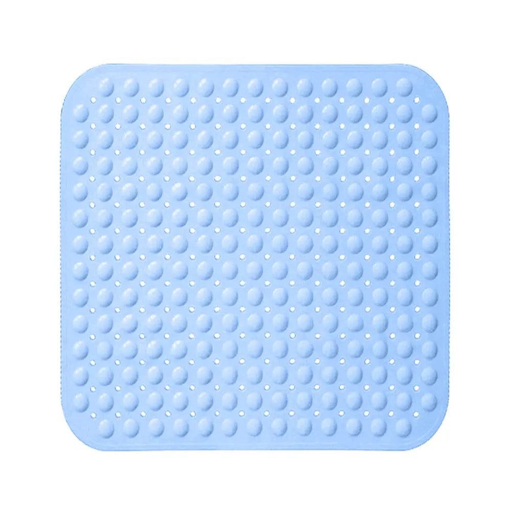 LifeKrafts blue soft pebble anti-slip bath mat with drainage holes for bathroom and shower