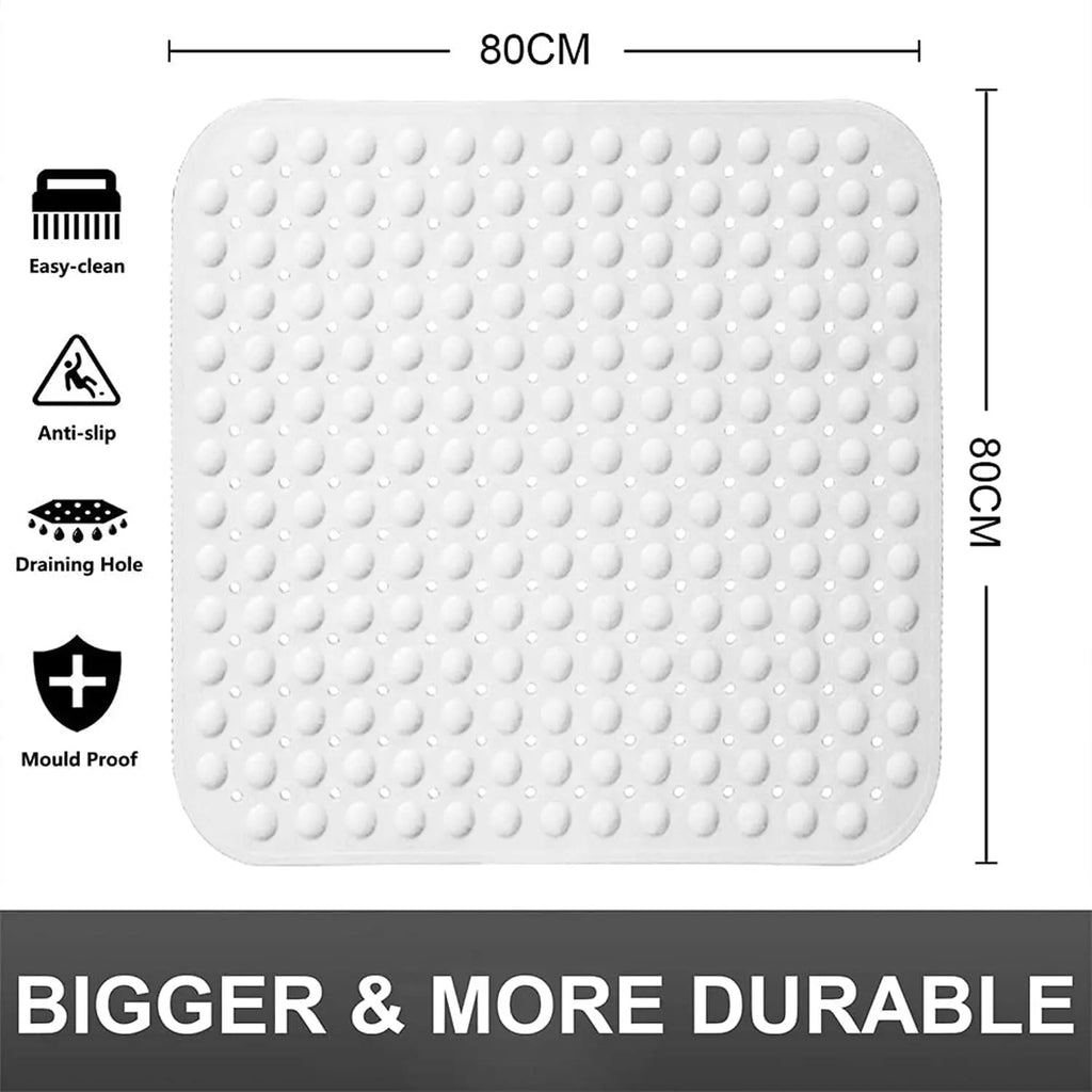 Experia Anti-Slip with Suction Cup Bath Mat, 80x80cm White (Soft-Pebble) LifeKrafts