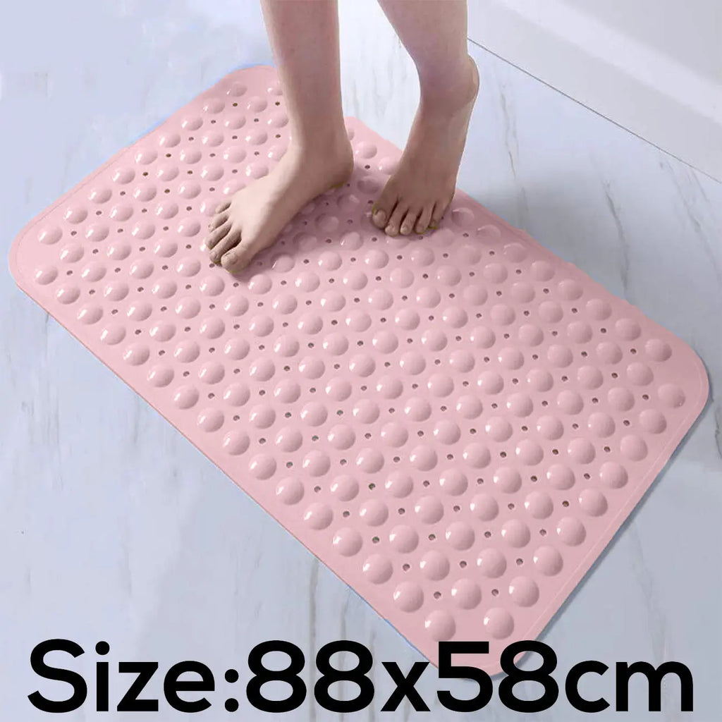 Pink soft pebble anti-slip bath mat 88 x 58 cm for bathroom floor