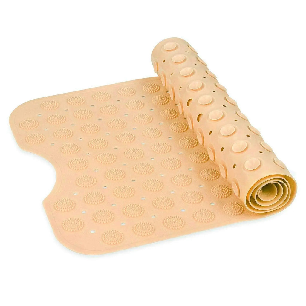 LifeKrafts cream Accu Pebble anti-slip bath mat with drainage holes and suction cups