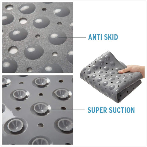 LifeKrafts grey soft pebble anti-slip bath mat for bathroom and shower floors