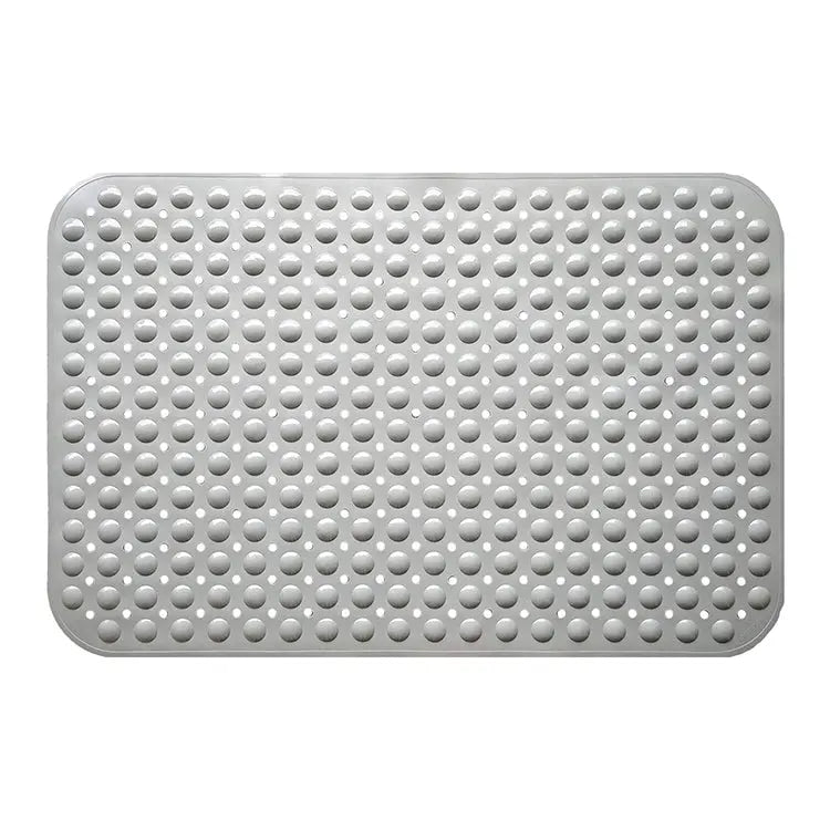 LifeKrafts grey anti-slip shower bath mat with soft pebble textured surface
