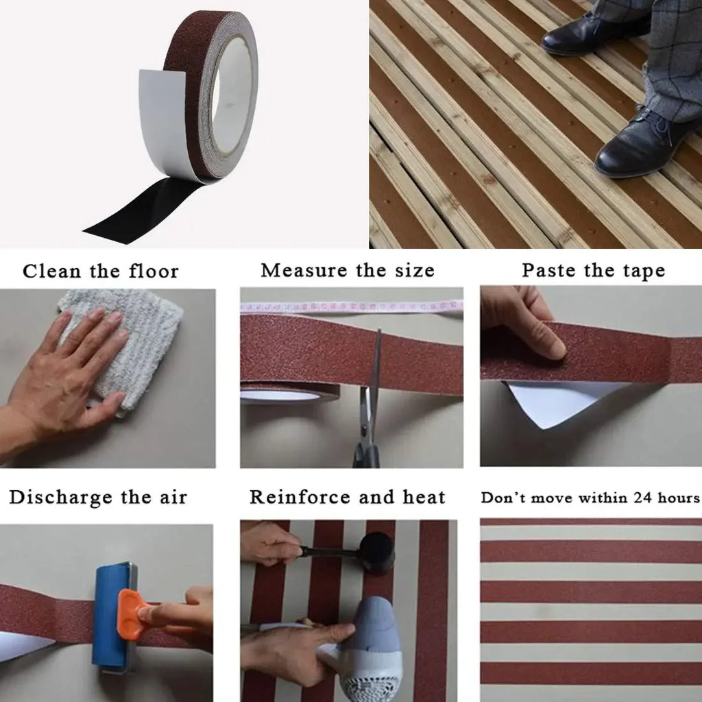 How to install LifeKrafts brown anti-skid tape on stairs and floors