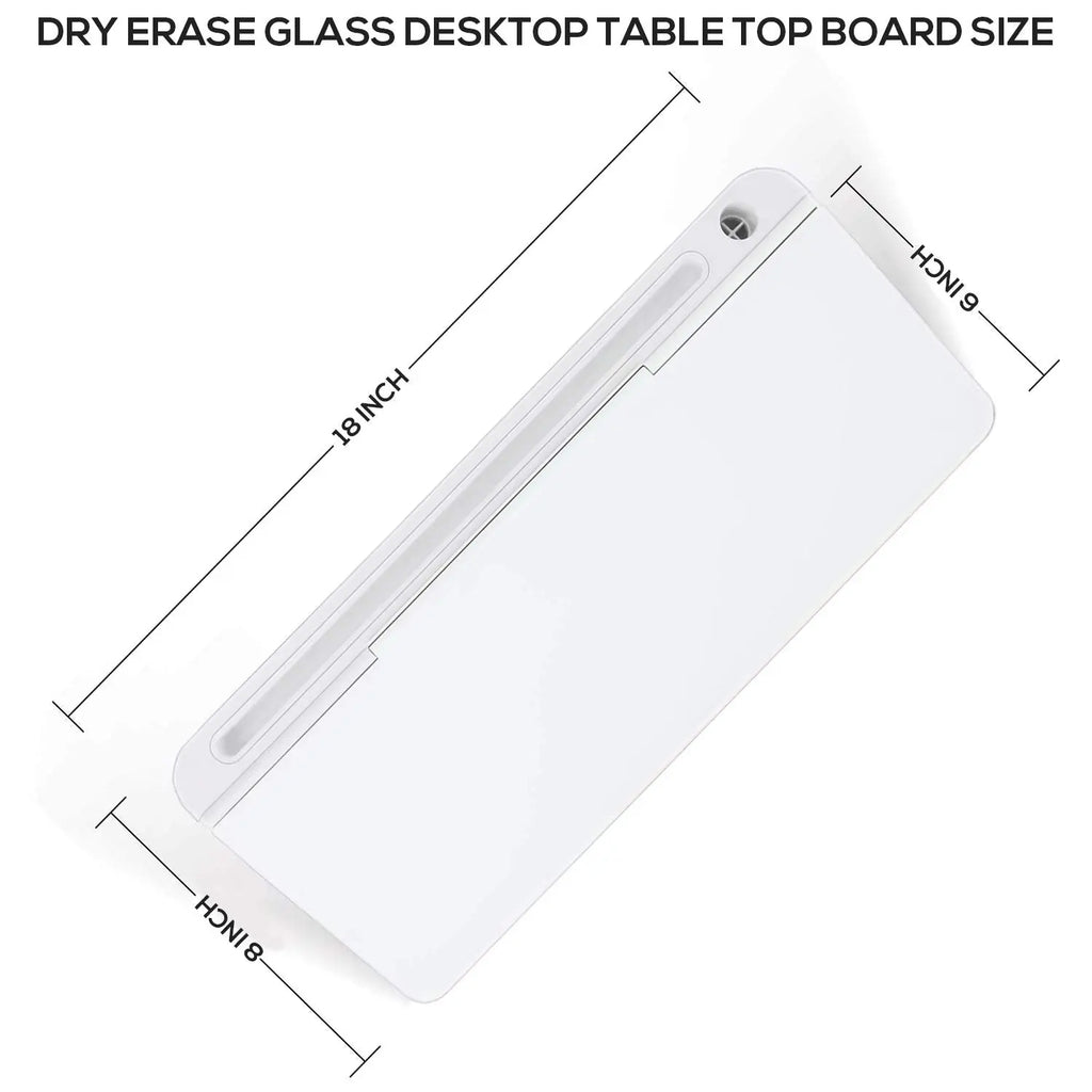 LifeKrafts non-magnetic glass desktop whiteboard measuring 18 x 6 inches