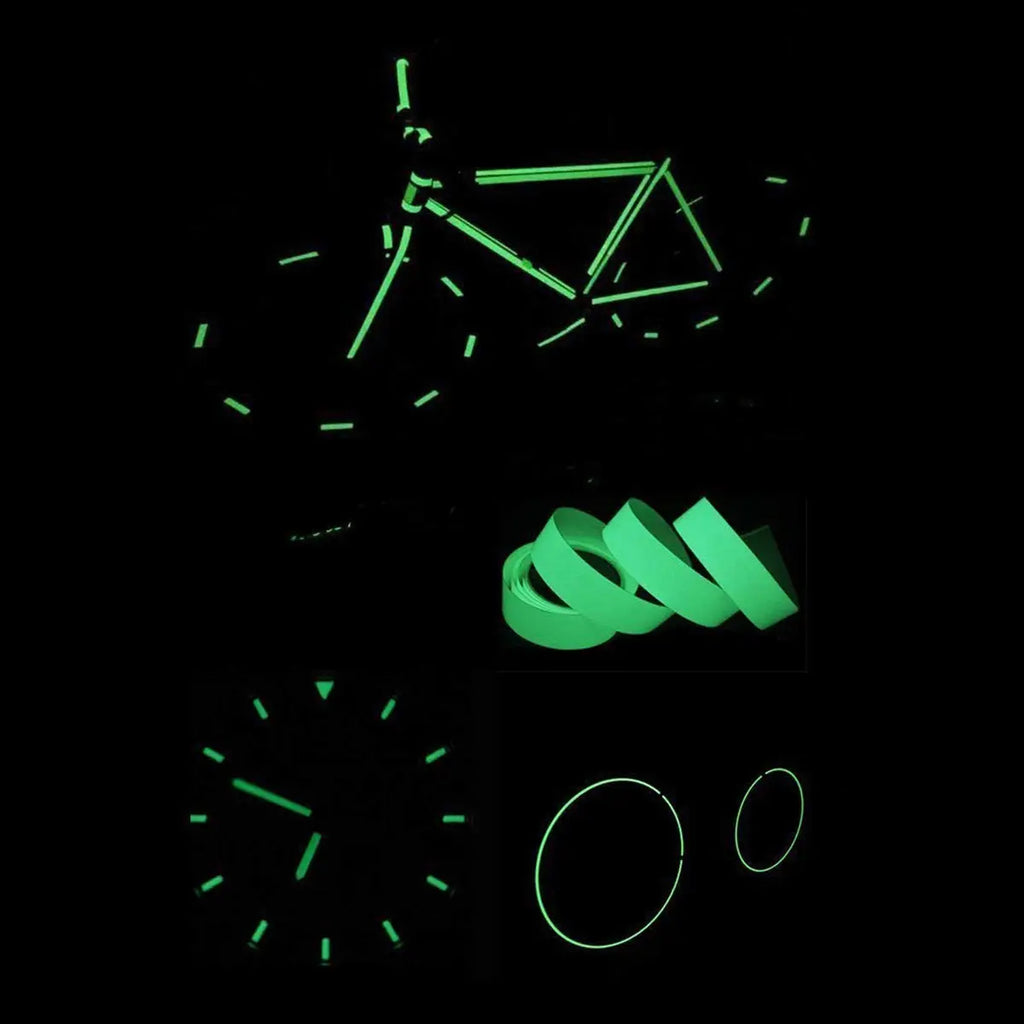 Glow-in-the-dark tape used for creative luminous markings and shapes in darkness