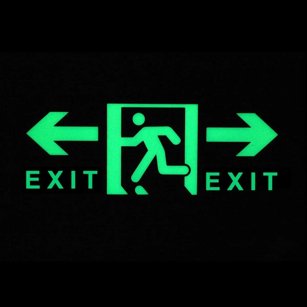 Photoluminescent glow-in-the-dark tape used to create illuminated emergency exit markings