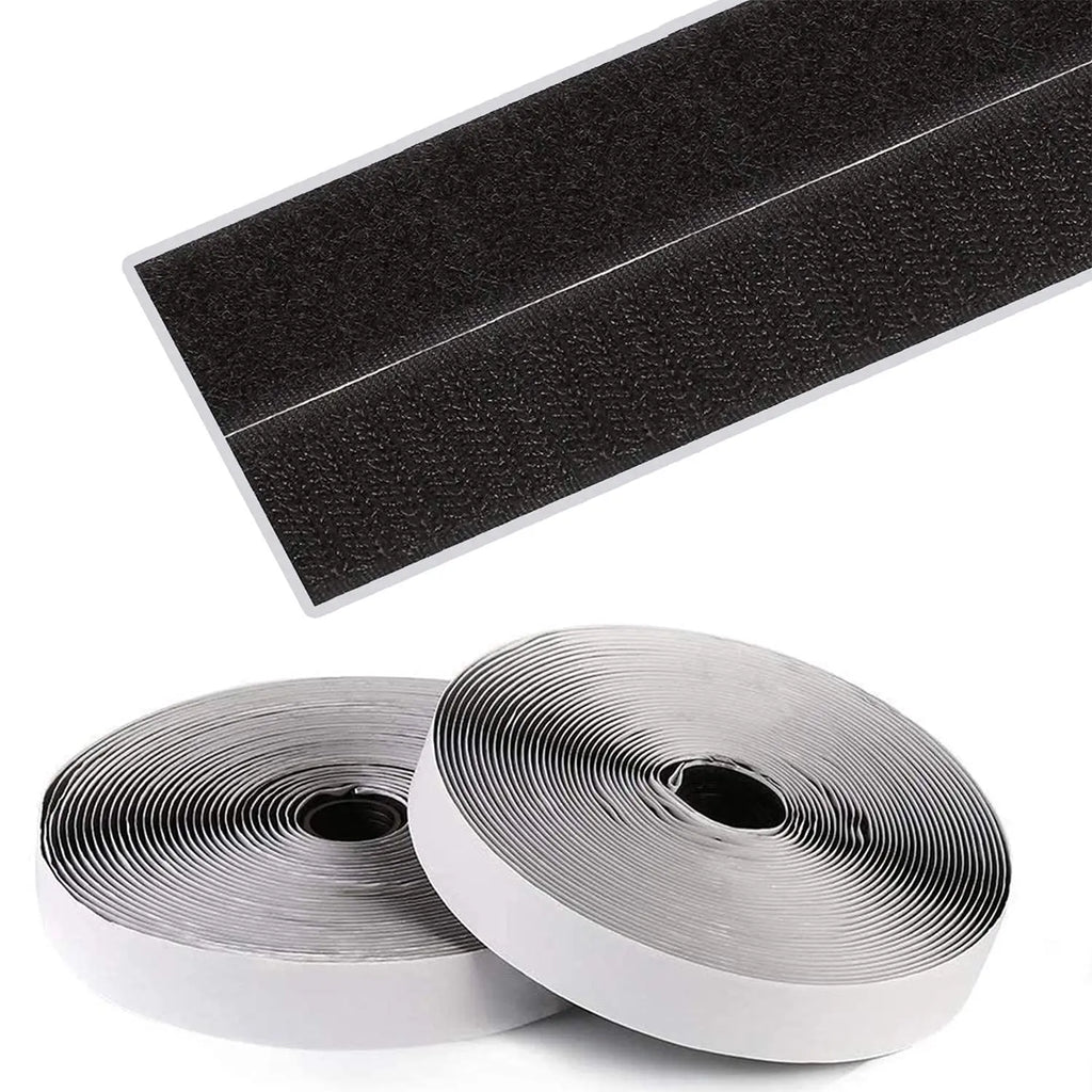 LifeKrafts black 50mm self-adhesive hook and loop tape rolls