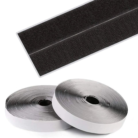LifeKrafts black self-adhesive hook and loop tape rolls for fastening and mounting