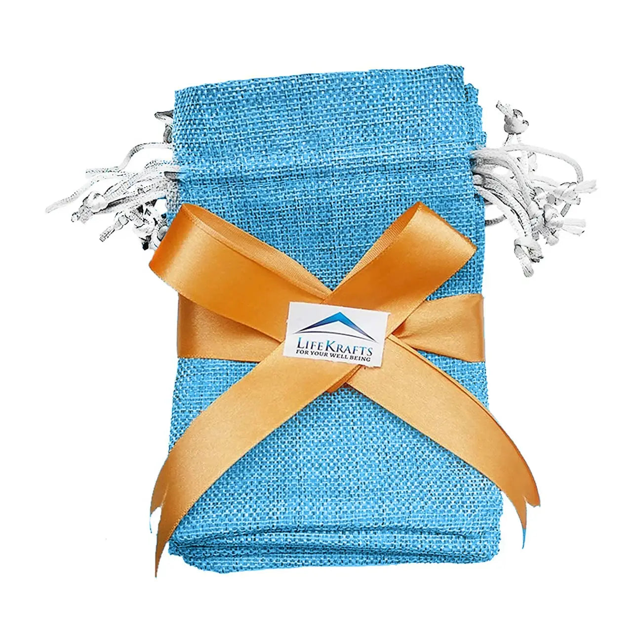 Jute Linen Pouches Christmas, Birthday and Party Favor Bags for Functions- Blue LifeKrafts