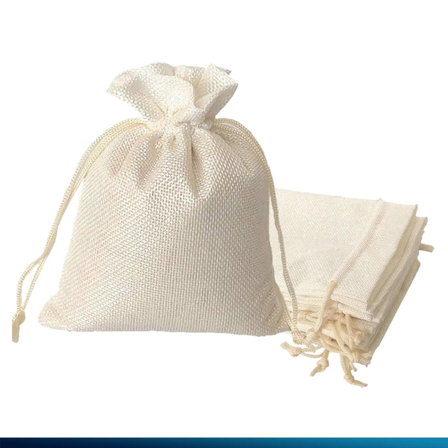 Jute Linen Pouches for Functions, Baby Showers, Candy Bags - Cream Color LifeKrafts