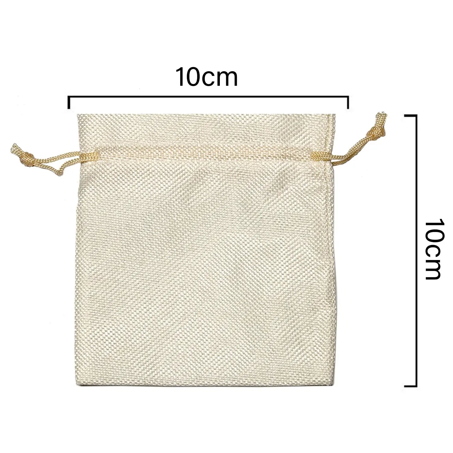 Jute Linen Pouches for Functions, Baby Showers, Candy Bags - Cream Color LifeKrafts