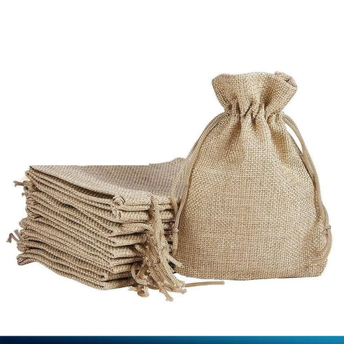 LifeKrafts Drawstring Jute Linen Gift Bags | Natural Jute Color LifeKrafts