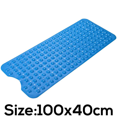 Blue anti-slip bath mat with soft pebble surface for bathroom and shower floors