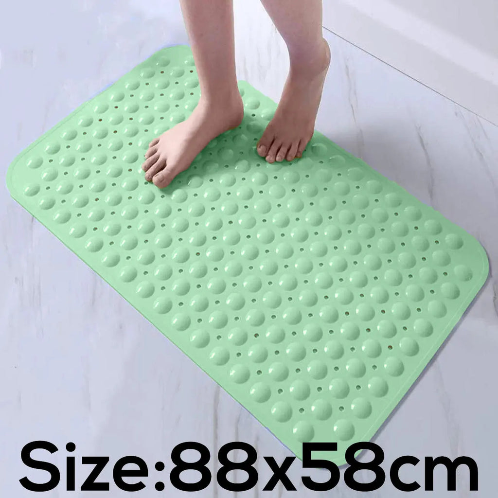 Green soft pebble anti-slip bath mat 88 x 58 cm for bathroom floor
