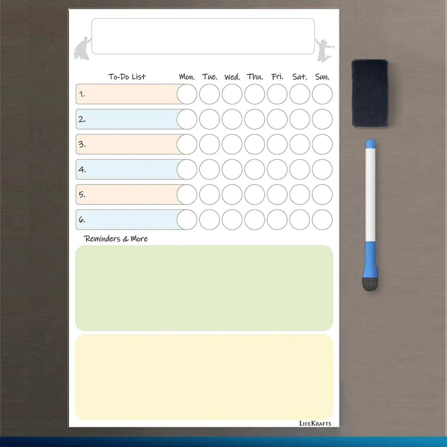 LifeKrafts Magnetic Dry Erase Activity Planner | includes 1 Marker Pen, 1 Eraser, 42 Magnetic Stars LifeKrafts