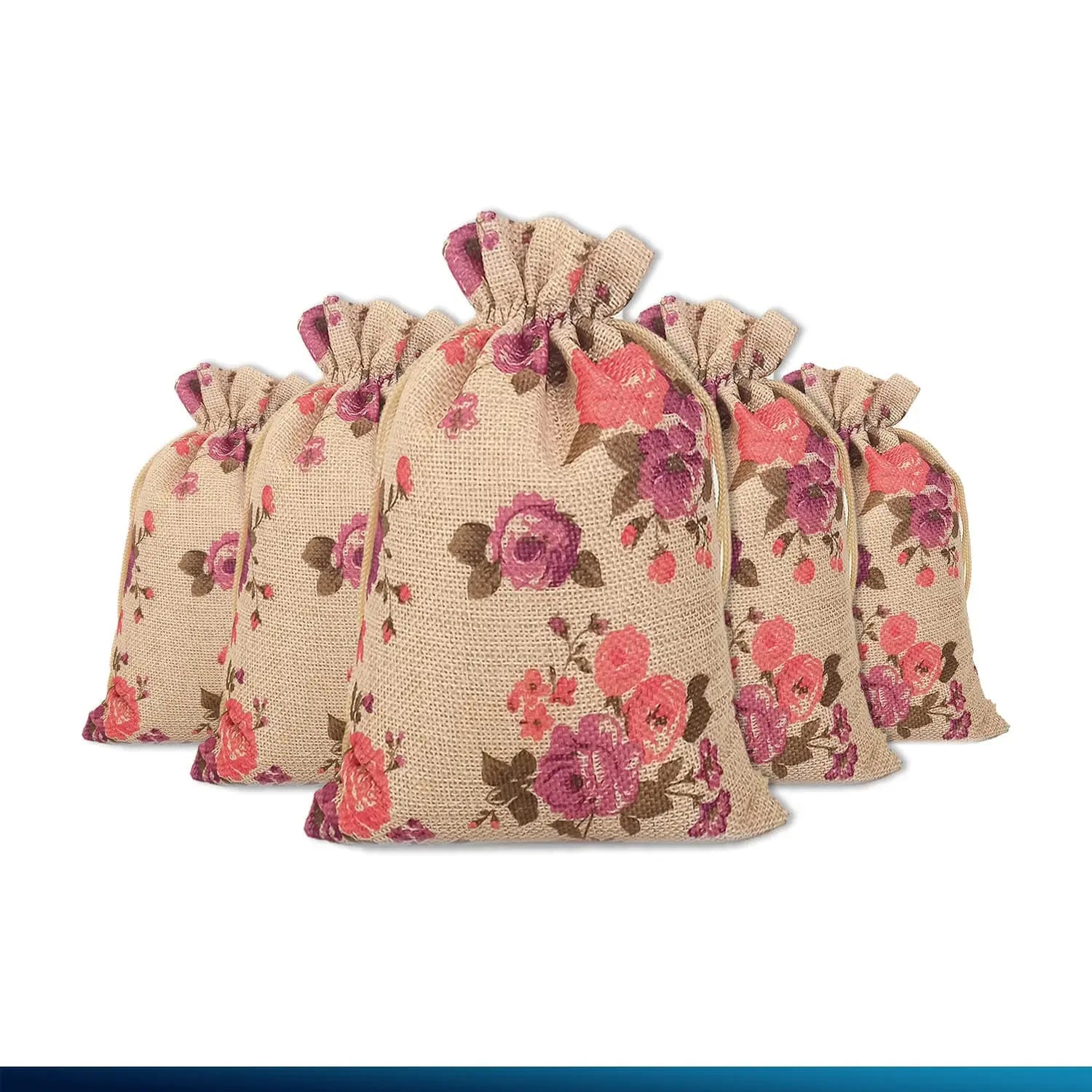 Linen Pouches-Birthdays, Party Favor & Return Gift Bags Purple Floral LifeKrafts