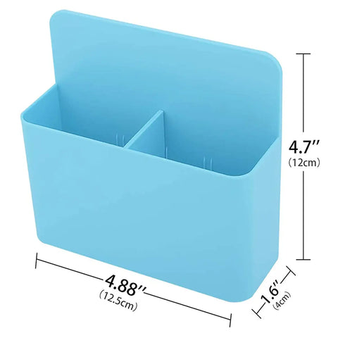 LifeKrafts blue magnetic dry erase marker holder with pens and markers on a metal surface