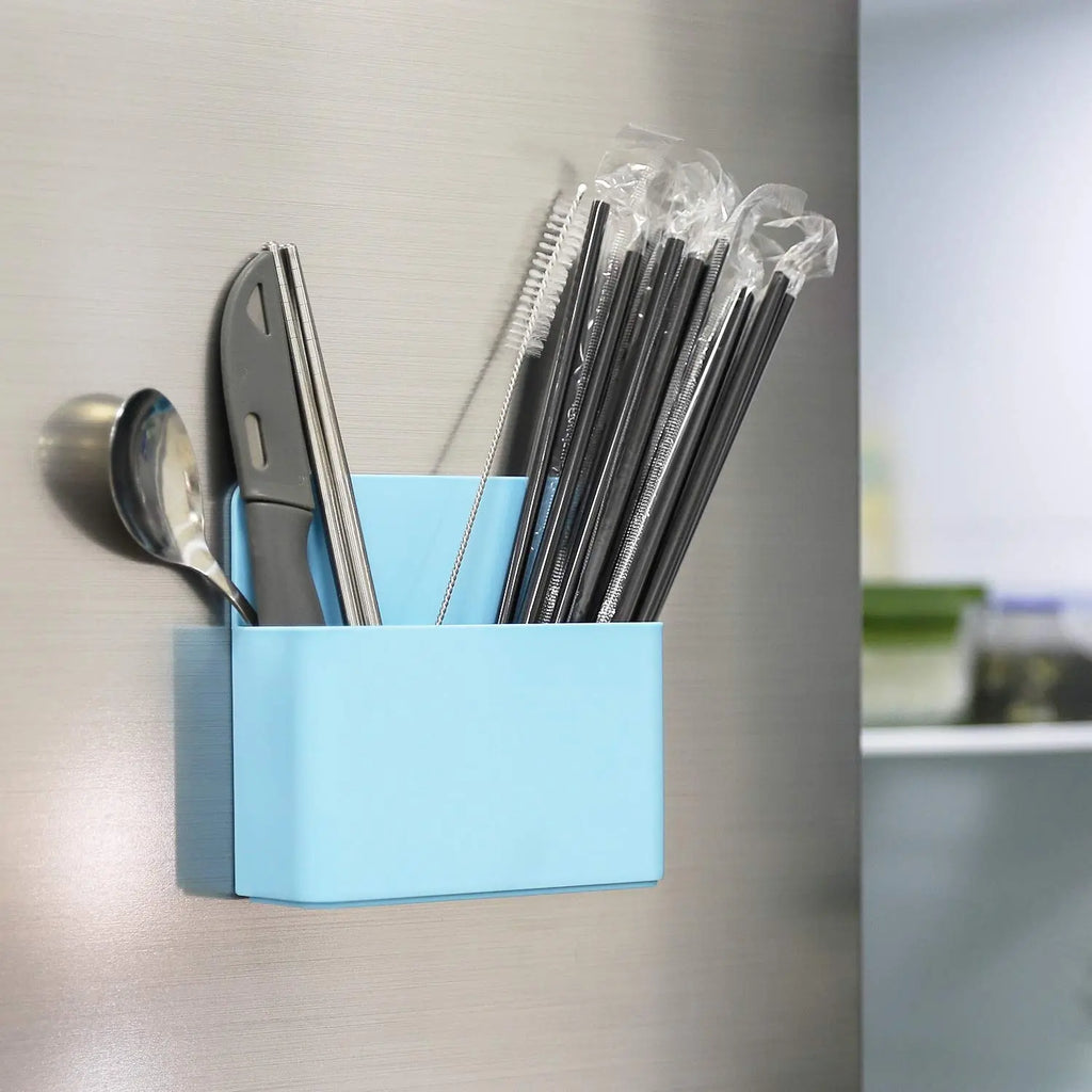 LifeKrafts blue magnetic dry erase holder for organizing markers, pens, pencils and erasers