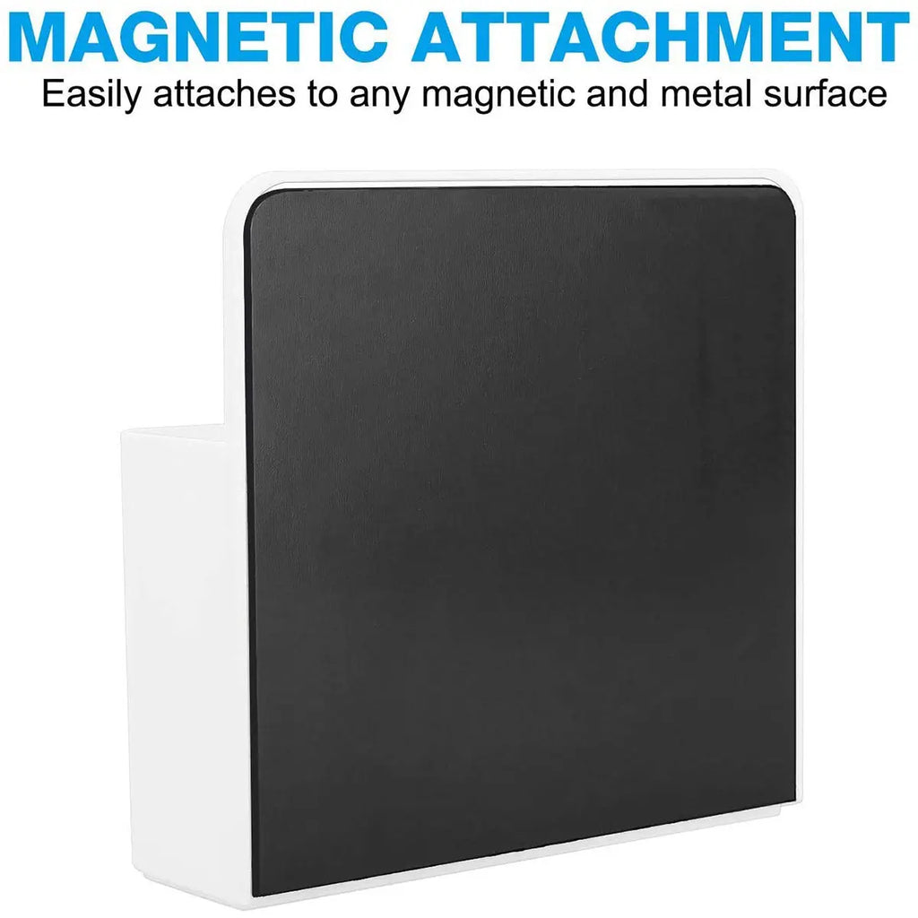 White magnetic dry erase marker holder with magnetic back for metal surfaces