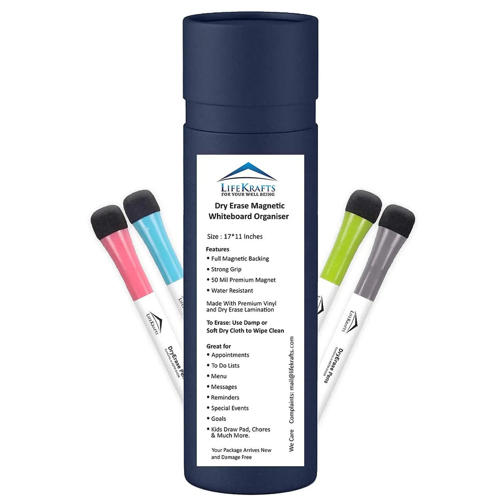 LifeKrafts magnetic dry erase weekly planner sheet package with four magnetic dry erase markers