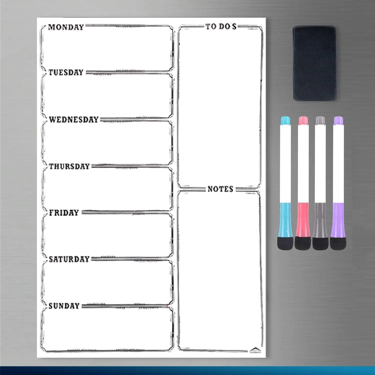 Magnetic Planner Sheet Weekly Black&White - Dry | Erase LifeKrafts