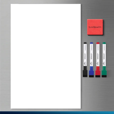 LifeKrafts Reusable Magnetic Dry Erase Planner Sheet Mounted on Refrigerator or Metal Surface for Home Organization