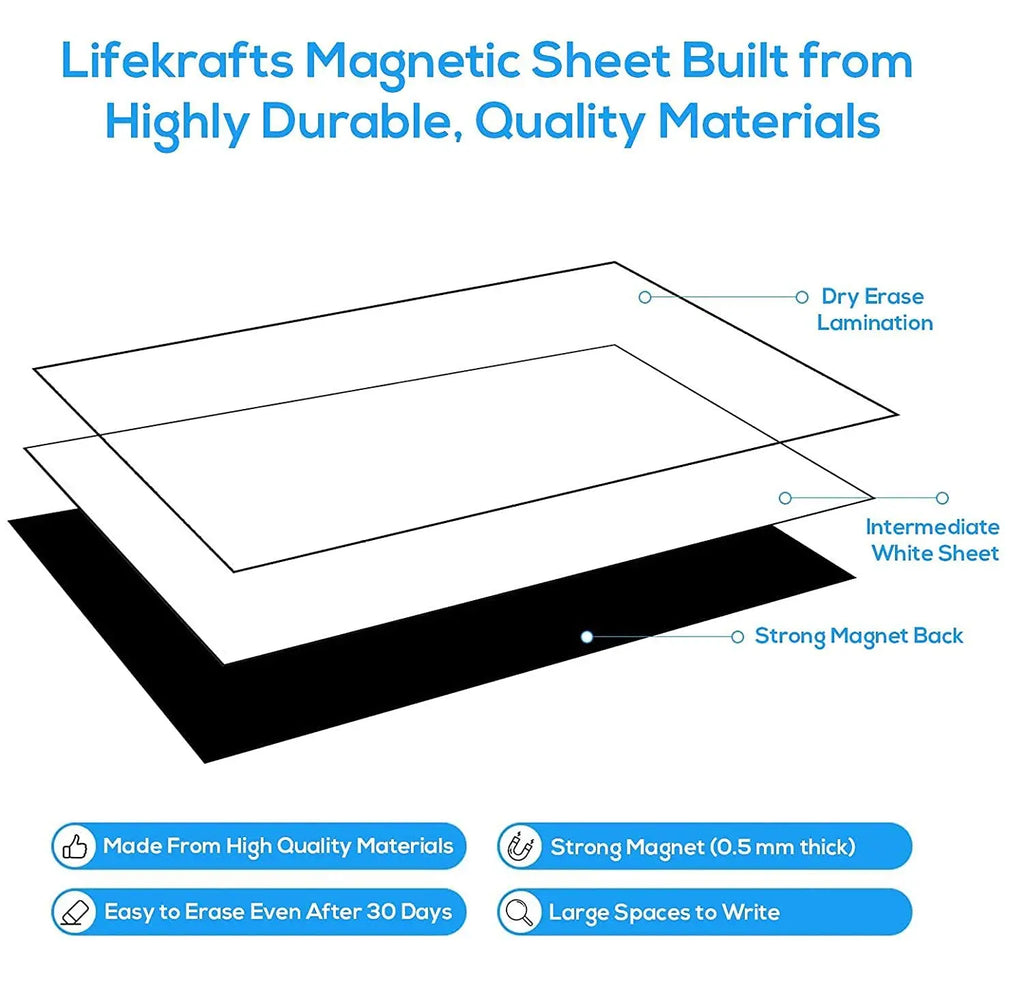 LifeKrafts Magnetic Dry Erase Planner Sheet with Strong Magnetic Backing and Reusable Dry Erase Surface