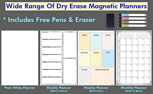LifeKrafts Magnetic Dry Erase Planner Sheets Collection - Plain White Board, Weekly Planner and Monthly Planner for Fridge and Metal Surfaces