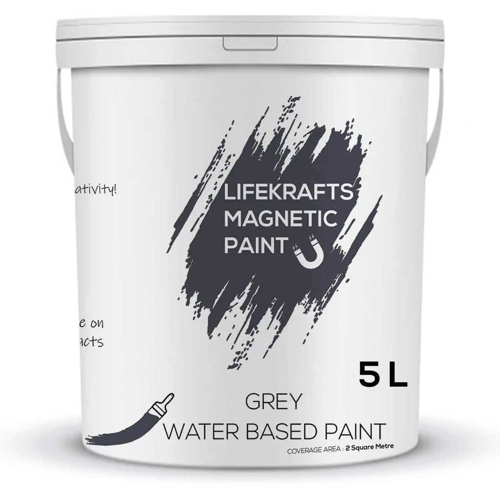 LifeKrafts grey water-based magnetic receptive wall paint 5 L container