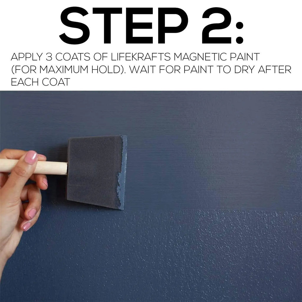 Applying LifeKrafts magnetic receptive wall paint to wall with foam brush