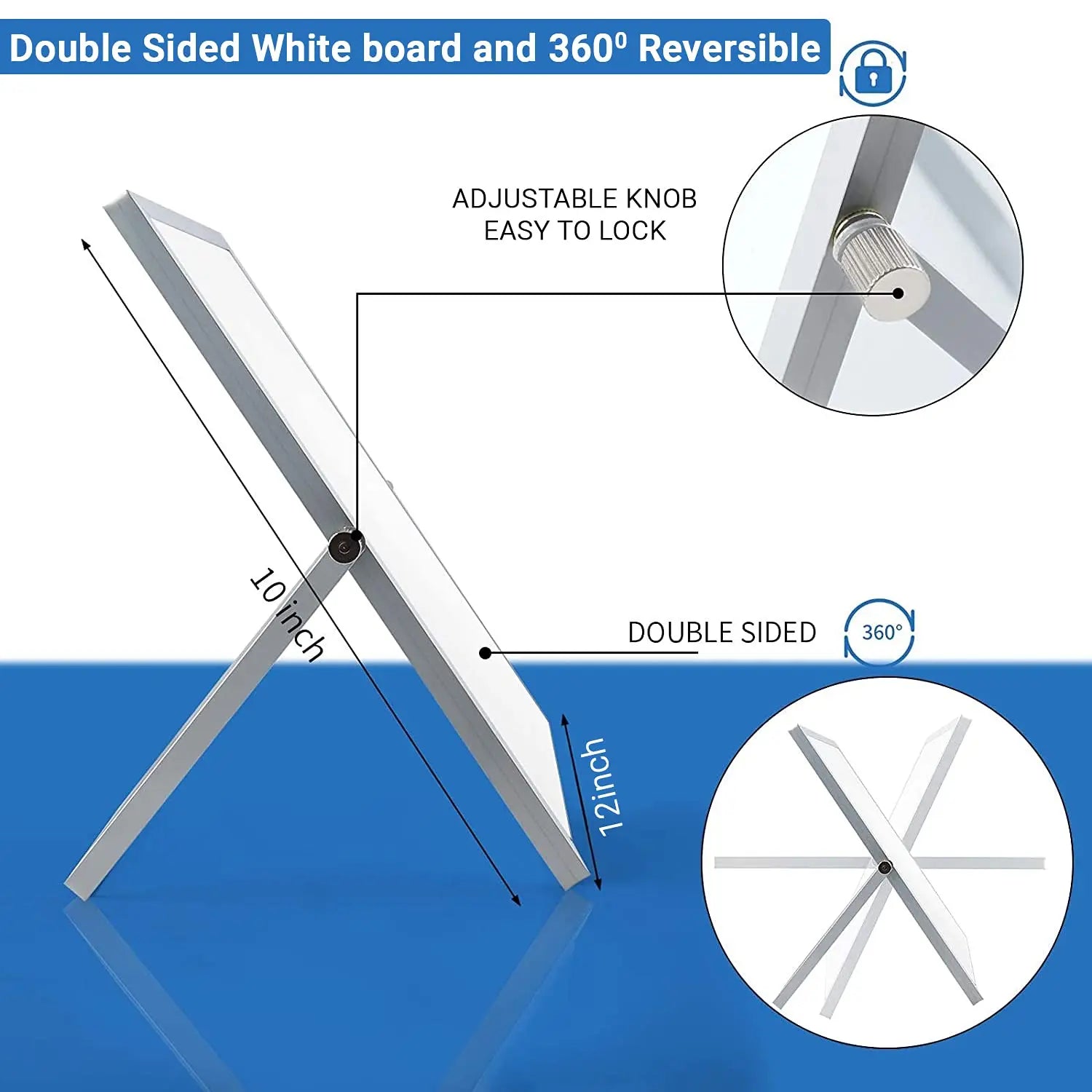 Mini Double-Sided Whiteboard with Stand, Tabletop Portable Easel Board for Kids and Adults , Size( 12 x 10 Inches ) LifeKrafts