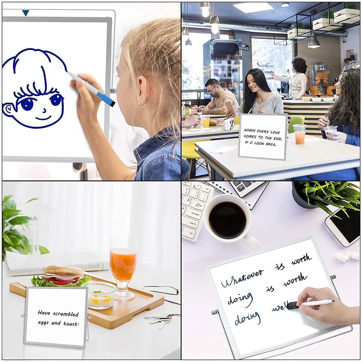 Mini Double-Sided Whiteboard with Stand, Tabletop Portable Easel Board for Kids and Adults , Size( 12 x 10 Inches ) LifeKrafts