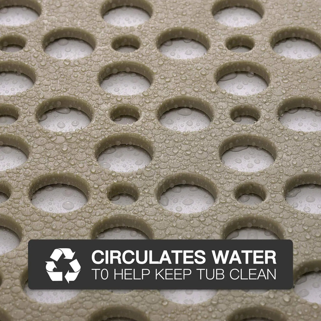 LifeKrafts brown non-slip bath mat with 174 drain holes for shower use