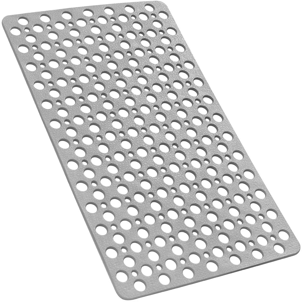 LifeKrafts grey non-slip shower hole bath mat with drainage holes
