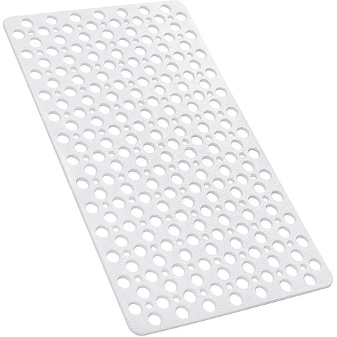 LifeKrafts white non-slip hole bath mat with drainage holes for bathroom and shower
