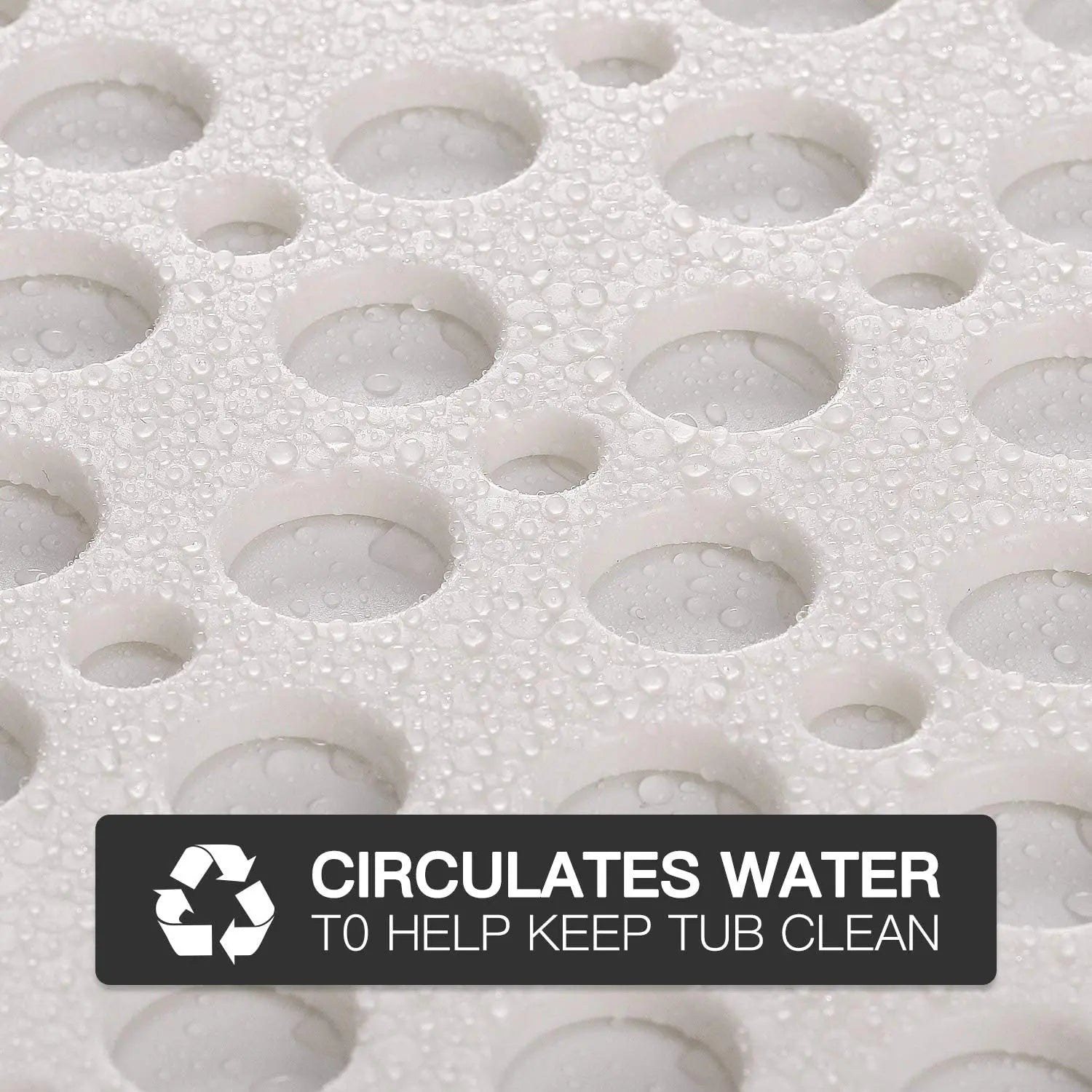 Non Slip Bath Mat Extra Soft Eco Friendly Bathroom Shower Hole Mat - 75x43 cm-White Color LifeKrafts