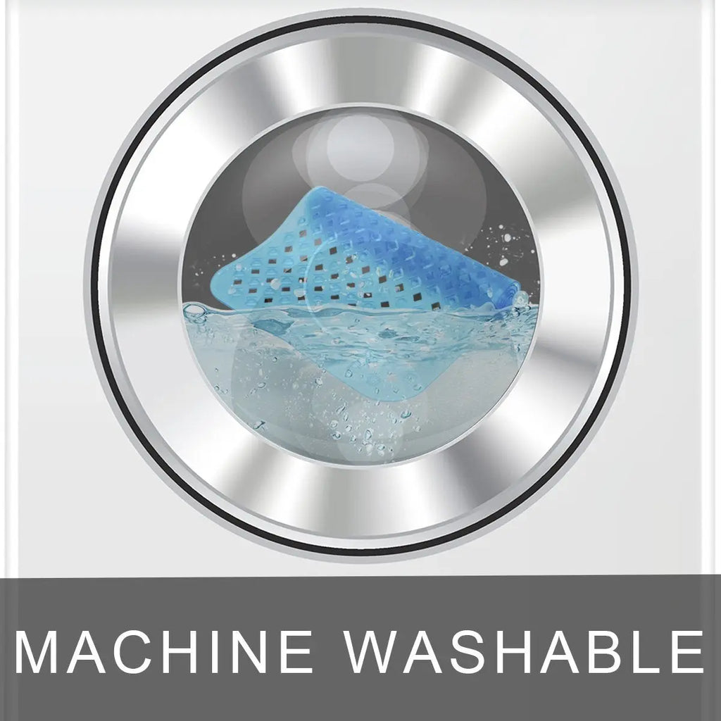 Machine washable transparent non-slip bath mat for easy bathroom and shower cleaning