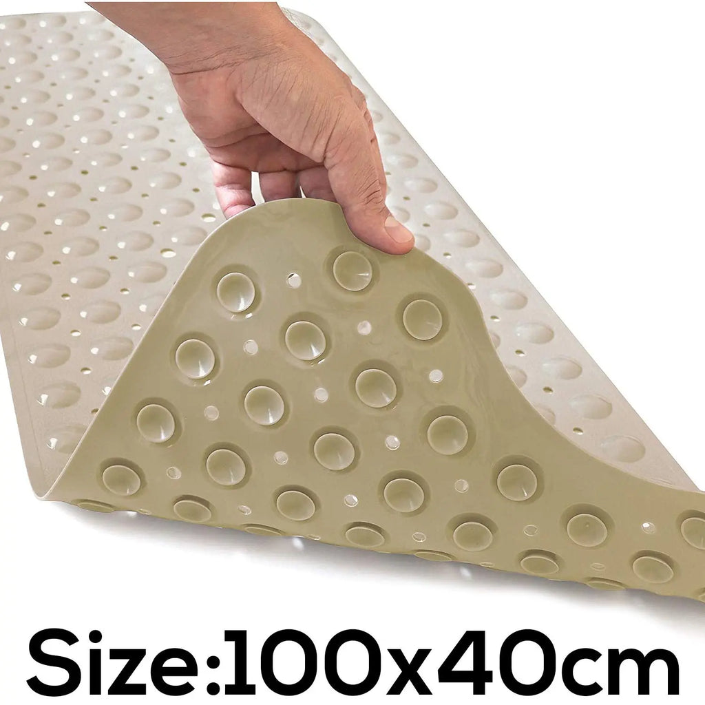 Cream Soft Bubble anti-slip bath mat 100 x 40 cm with suction cup underside